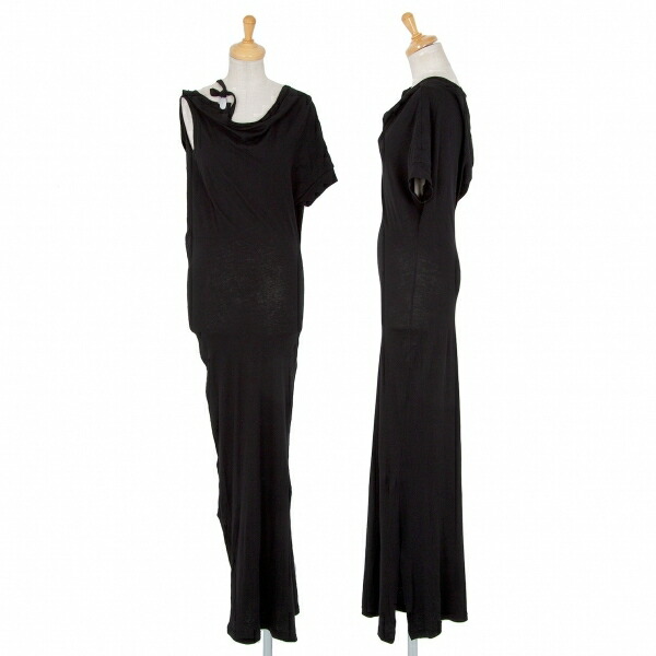 ずっと気になってた ワンピース ヨウジヤマモト レディース 黒2 中古 変形コットン天竺ワンピース Femme Yamamoto ファムyohji Dgb Gov Bf