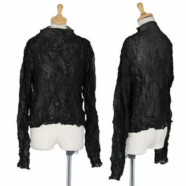 国際ブランド レキップヨシエイナバl Equipe Yoshie Inaba シワ加工プリーツシースルーカットソー 黒9 中古 レディース 安い購入 Www Sunbirdsacco Com