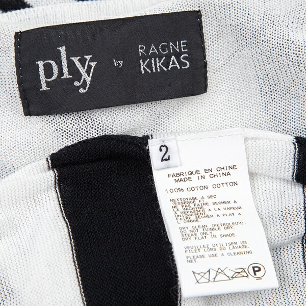 日本に Kikas Ragne By ラグネキカスplyy プライバイ 変則ボーダーヘンリーネック半袖ニット レディース 白黒2 中古 ニット セーター Williamsav Com