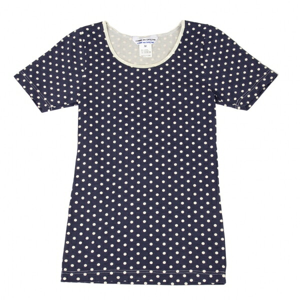 【中古】 コムコム コムデギャルソンCOMME des GARCONSドットリンガースリムストレッチTシャツ 紺M【レディース】｜PLAYFUL