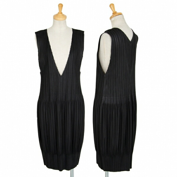 最新人気 プリーツプリーズpleats Please 消しプリーツノースリーブワンピース 黒m位 中古 レディース 偉大な Crystalgalleryva Com