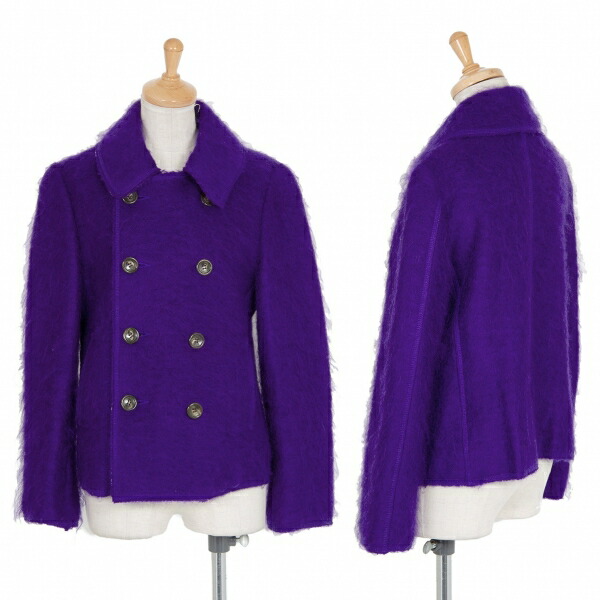 【中古】 トリココムデギャルソンtricot COMME des GARCONS ウールモヘヤシャギーダブルジャケット 紫S【レディース】