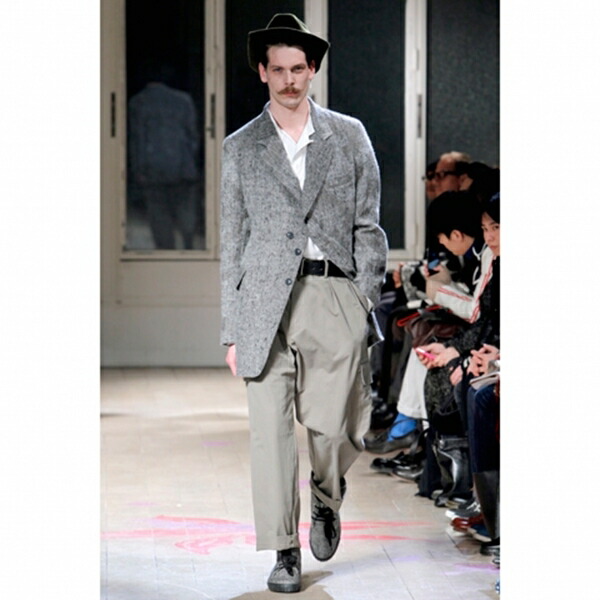 オープニング 大放出セール メンズ 白グレー3 中古 スクラッチヘリンボーンジャケット Homme Pour Yamamoto プールオムyohji ヨウジヤマモト K