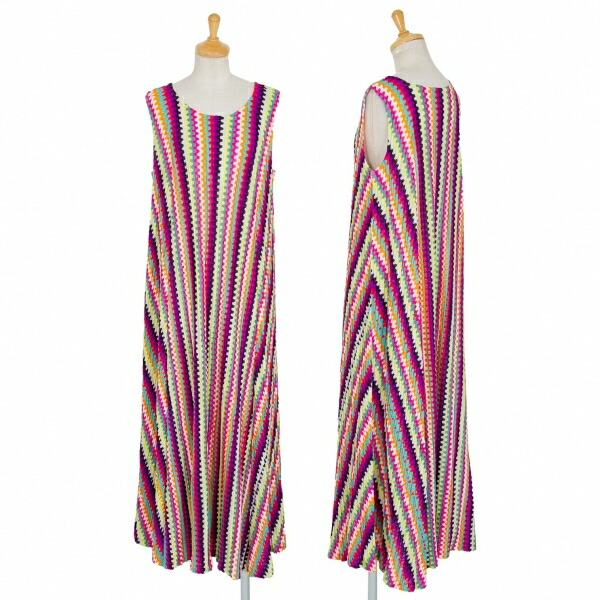 レディースファッション ワンピース 全てのアイテム Please プリーツプリーズpleats カラーストライプノースリーブワンピース レディース マルチ３位 中古 Coloradomaternalmentalhealth Org