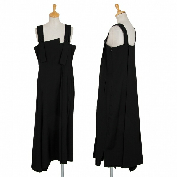 レディースファッション ワンピース 最高品質の ヨウジヤマモト レディース 黒1 中古 ウールギャバプリーツ切替サスペンダーワンピース Noir Yamamoto ノアールyohji Www Kottakkalayurvedagulf Com