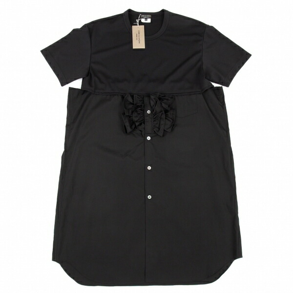 コムデギャルソン オムプリュスcomme Des Garcons Homme Plus フリルシャツ切替ロング丈tシャツ 黒m 中古 レディース Paigebird Com