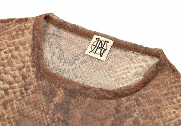 ジャンポールゴルチエjean Paul Gaultier パイソン柄プリントパワーネットノースリーブカットソー ブラウン48 中古 メンズ Rvcconst Com