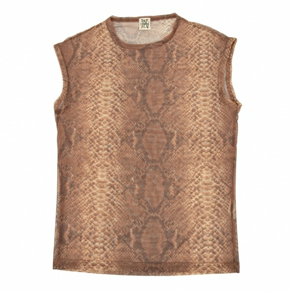 ジャンポールゴルチエjean Paul Gaultier パイソン柄プリントパワーネットノースリーブカットソー ブラウン48 中古 メンズ Rvcconst Com