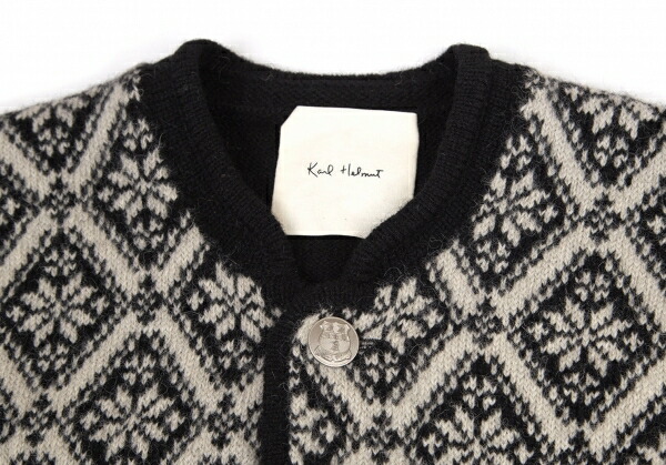 カールヘルムkarl Helmut フロントダイヤノルディックニットカーディガン 黒白m位 中古 メンズ Visastart Com