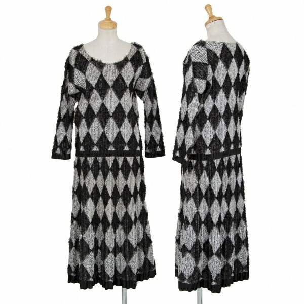 プリーツプリーズpleats Please パイルダイヤチェックセットアップ 白黒3 中古 レディース Collabforge Com