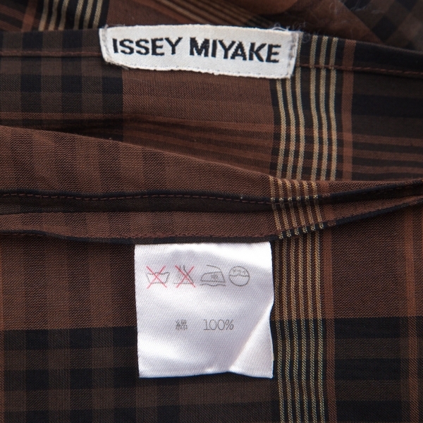 イッセイミヤケISSEY MIYAKE チェックデザインセットアップ 茶黒M