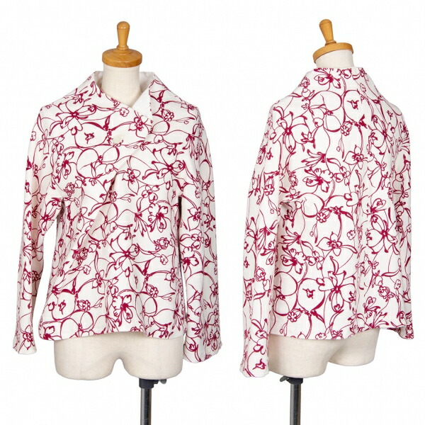 トリココムデギャルソンtricot COMME des GARCONS フロントレースプリントドレープネックトップス 黒白M位 【レディース】 トリココムデギャルソンtricot COMME des GARCONS フロント