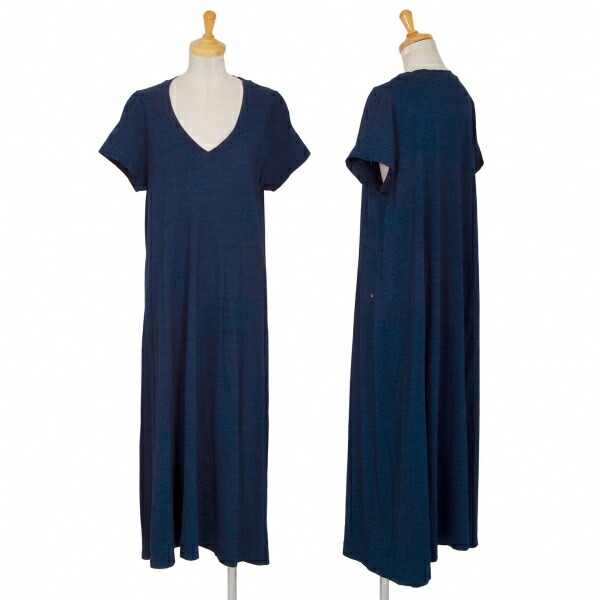 45r 染めフレアvネックtシャツワンピース インディゴ0 中古 レディース Hazelwoodconst Com