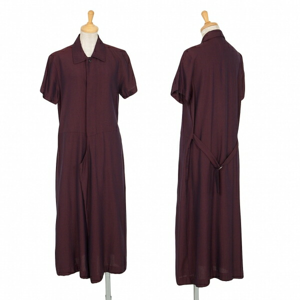 トリココムデギャルソンtricot Comme Des Garcons レーヨンプルオーバー半袖シャツワンピース エンジm位 中古 レディース Lojascarrossel Com Br