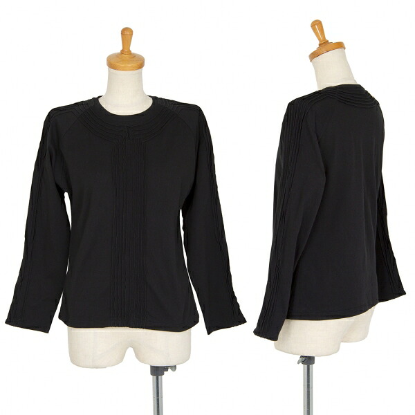 【中古】 イッセイミヤケISSEY MIYAKE コットンプリーツ切替カットソー 黒2【レディース】|PLAYFUL