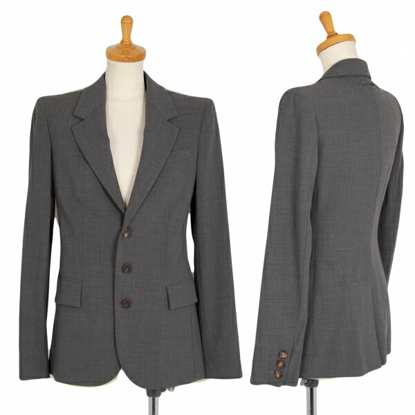 【中古】 ジャンポールゴルチエ ファムJean Paul GAULTIER FEMME ウール3Bジャケット グレー38【レディース】｜PLAYFUL