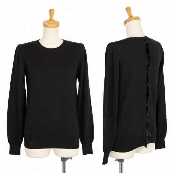 【中古】 ノアール ケイ ニノミヤnoir kei ninomiya バックラビットファーホック打ちきり編み物プルオーバー 黒S【レディース】 レディースファッション-ニット・セーター-セーター