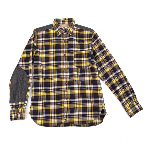 【中古】 アイ ジュンヤワタナベ マン コムデギャルソンeYe JUNYA WATANABE MAN COMME des GARCONS ヨーク切替チェックネルシャツ 黄紺茶XS【メンズ】｜PLAYFUL