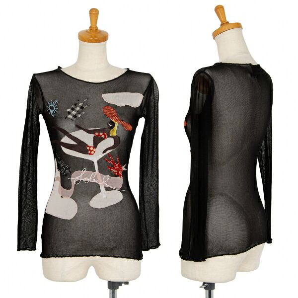 【中古】 ジャンポールゴルチエ ソレイユJean Paul GAULTIER SOLEIL パッチ刺繍パワーネットカットソー 黒XS【レディース】｜PLAYFUL 31,222円