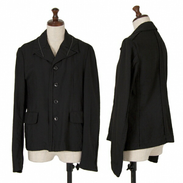 【中古】 コムコム コムデ給仕COMME des GARCONS ウールホワイトステッチデザインジャケット 黒S【レディース】