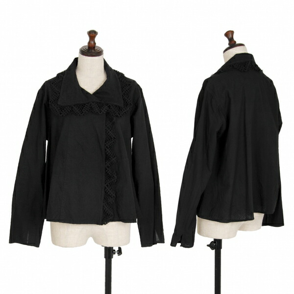 【中古】 イッセイミヤケ ハート形ISSEY MIYAKE HaaT 綿織物点点刺しゅうスピード競技うつり変わり上衣 黒2【レディース】