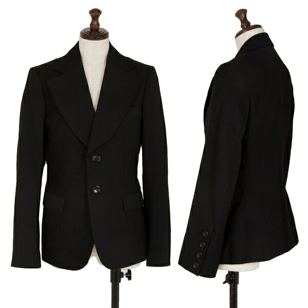 【中古】 ジュンヤワタナベ コムデギャルソンJUNYA WATANABE COMME des GARCONS ウール素材切替2Bジャケット 黒SS【レディース】｜PLAYFUL