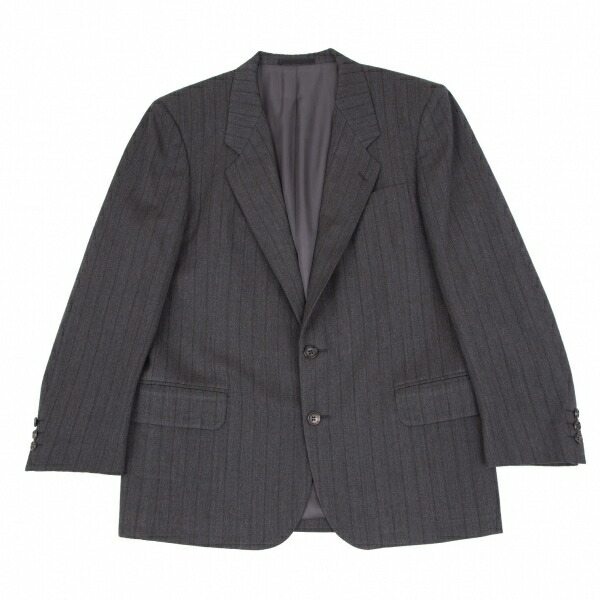 【中古】 コムデ給仕 オムドゥCOMME des GARCONS HOMME DEUX ウールナイロンストライプ2B上衣 薄墨色S【メンズ】