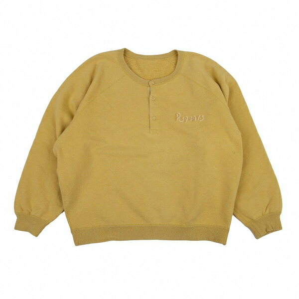 【中古】 パ通り手形Papas チェーン店編み目刺しゅうヘンリーネックスウェット 洋芥子L【メンズ】