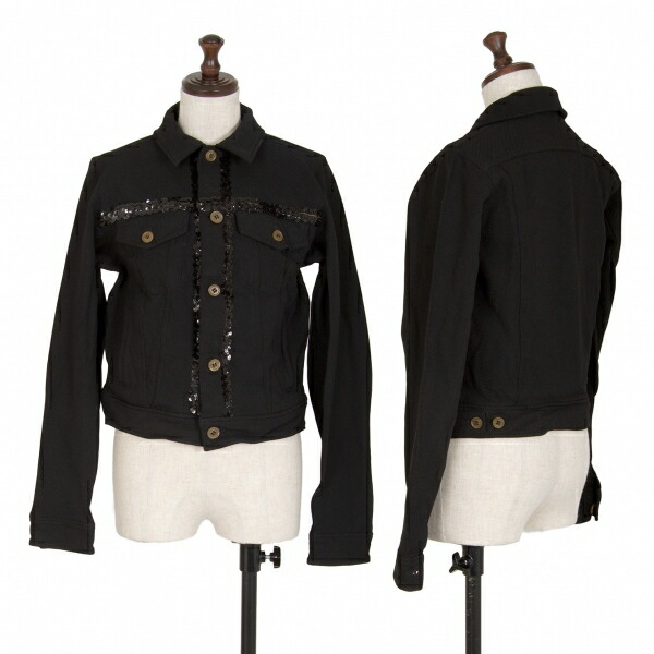【中古】 コムコム コムデ給仕COMME des GARCONSポリ生産品染めスパンコールかざり付ける上衣 黒M【レディース】