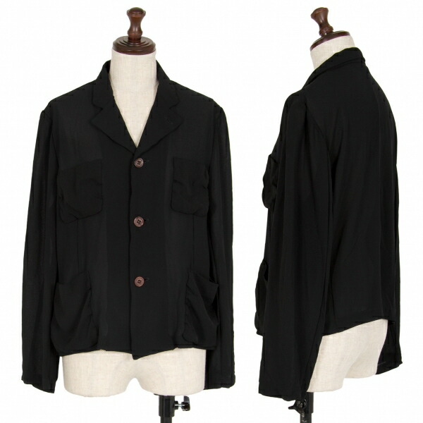 【中古】 コムコム コムデ給仕COMME des GARCONS ポリ生産品染め衣嚢うつり変わりシースルージャケット 黒L【レディース】