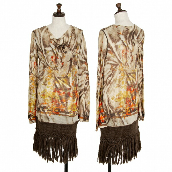 新品同様！ジャンポールゴルチエ ボーダー柄 リボンキャミソール 40 新品同様！ジャンポールゴルチエ ボーダー柄 リボンキャミソール