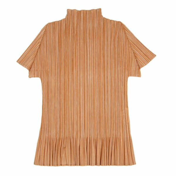 プリーツプリーズPLEATS PLEASE ストライプ消しプリーツモックネックT