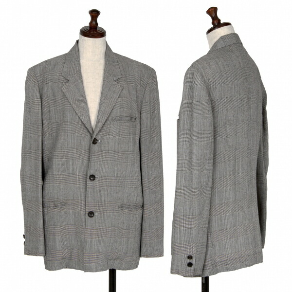 【中古】 トリココムデギャルソンtricot COMME des GARCONS レーヨングレンチェックジャケット モノクロームM位【レディース】