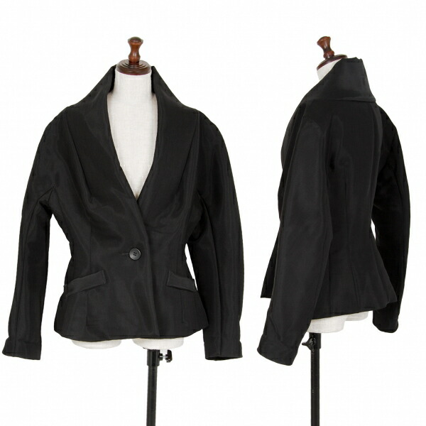 【中古】 イッセイミヤケISSEY MIYAKE 羊毛ナイロン中綿肩かけ上衣 黒L【レディース】