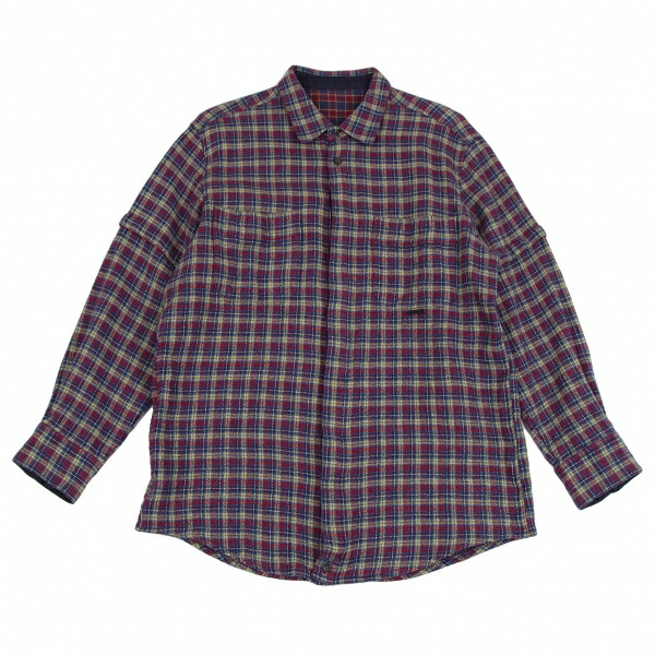 【中古】 パパスPapas コットンウールチェックネルシャツ 青黄赤48M【メンズ】｜PLAYFUL