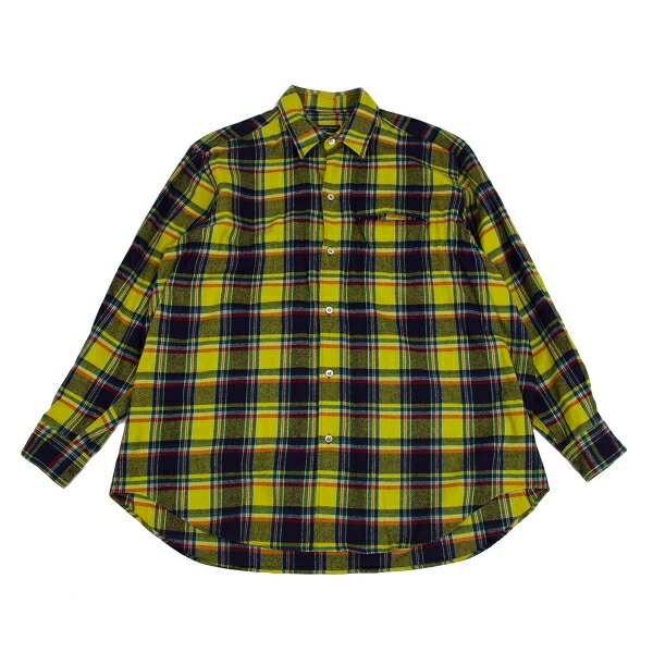 【中古】 コムデギャルソン オムプリュスCOMME des GARCONS HOMME PLUS ギャザータータンチェックネルシャツ 黄M位【メンズ】｜PLAYFUL