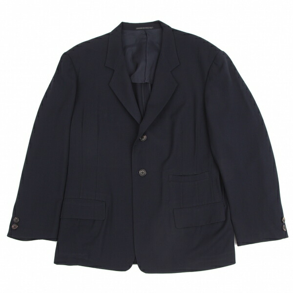 【中古】 ヨウジヤマモト プールオムYohji Yamamoto POUR HOMME ウールギャバポケットデザインジャケット 紺S【メンズ】