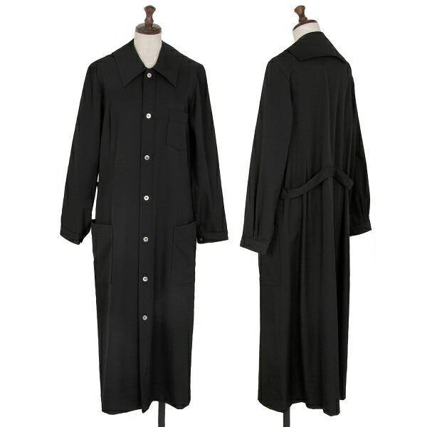 【中古】 コムデギャルソンCOMME des GARCONS 青山限定ウールギャバセーラーカラーシャツワンピース 黒M位【レディース】|PLAYFUL