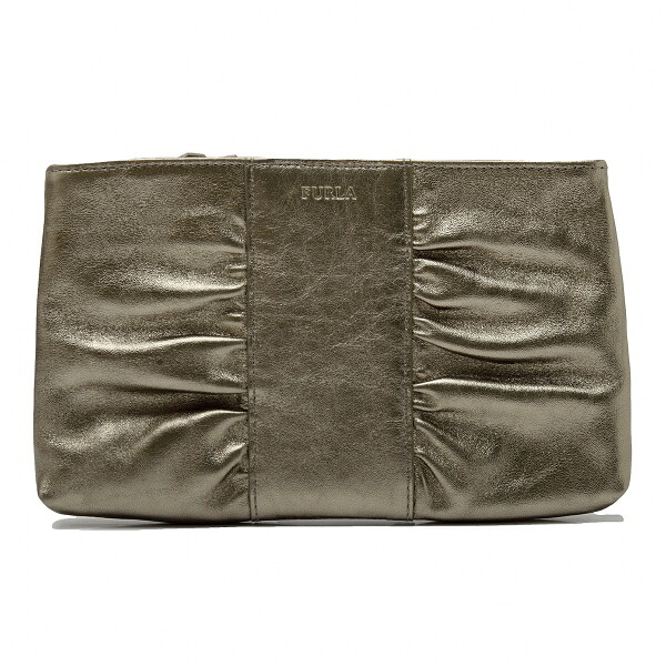 【楽天市場】【中古】 フルラFURLA メタリックギャザーポーチ ゴールド【レディース】：PLAYFUL