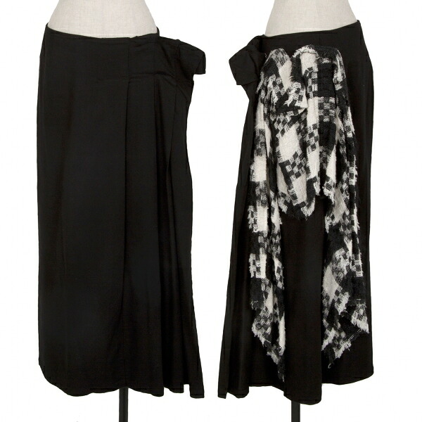 【中古】 ヨウジヤマモト ファムYohji Yamamoto FEMME サイドストール装飾プリーツスカート 黒2【レディース】|PLAYFUL