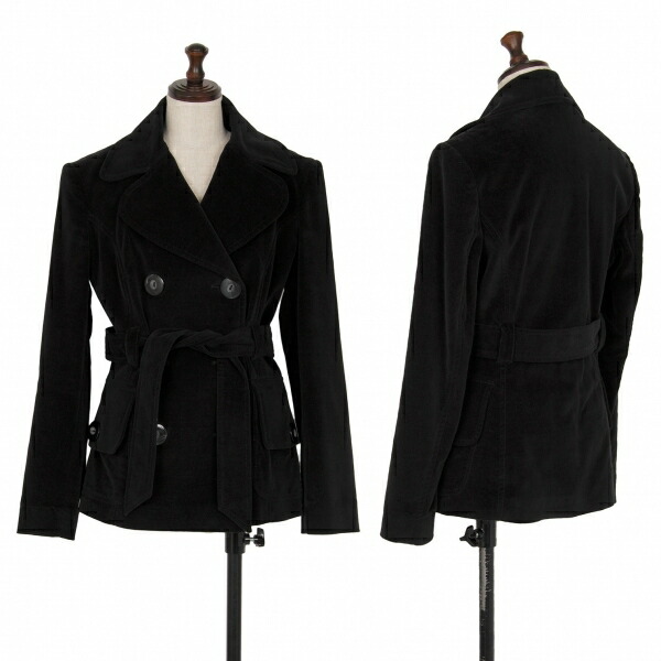 【中古】 ディーアンドジーD&G ベロア丸襟ピーコート 黒38【レディース】｜PLAYFUL