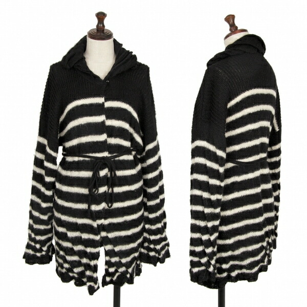 【中古】 ジャンポールゴルチエ ファムJean Paul GAULTIER FEMME アルパカボーダーニットブルゾン 黒白40【レディース】