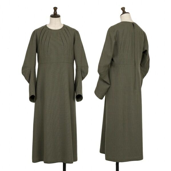 【中古】 ジュンヤワタナベ コムデギャルソンJUNYA WATANABE COMME des GARCONS ウールウインドーペンチェックワンピース カーキグリーンM位【レディース】｜PLAYFUL
