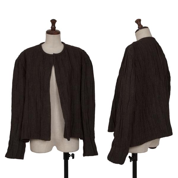 【中古】 イッセイミヤケペルマネンテISSEY MIYAKEPERMANENTE シルクウールボタンレスニットジャケット 茶M【レディース】｜PLAYFUL