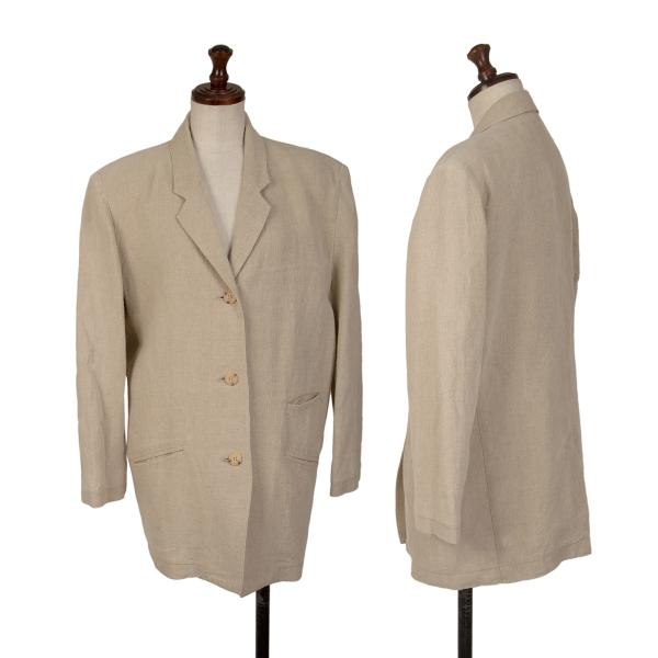 【中古】 イッセイミヤケISSEY MIYAKE 3Bリネンジャケット ベージュS【レディース】|PLAYFUL