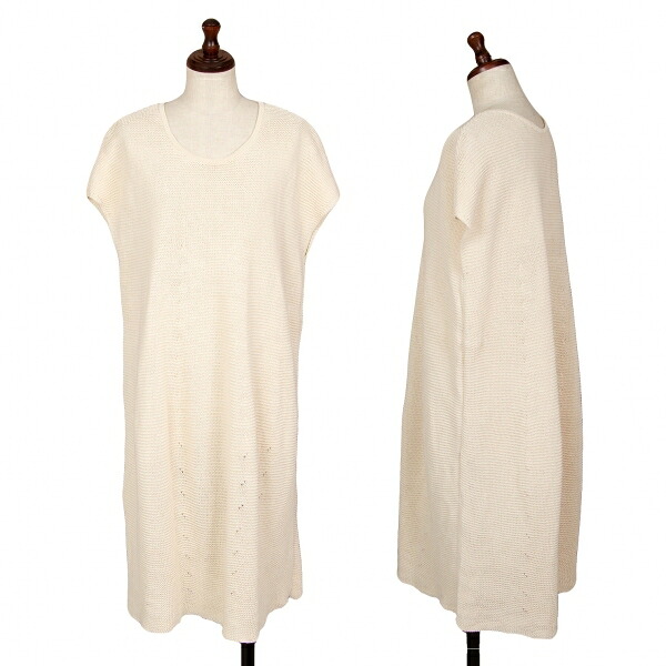 【中古】 イッセイミヤケ ハートISSEY MIYAKE HaaT 畔編みニットワンピース ライトベージュ2【レディース】|PLAYFUL
