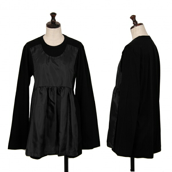 【中古】 コムコム コムデギャルソンCOMME des GARCONS ポリワンピースドッキングカットソー 黒L【レディース】｜PLAYFUL