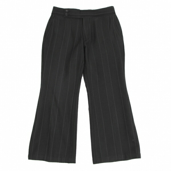 【中古】 コムデ給仕COMME des GARCONS ストライプジャガードフレアパンツ 黒S【レディース】