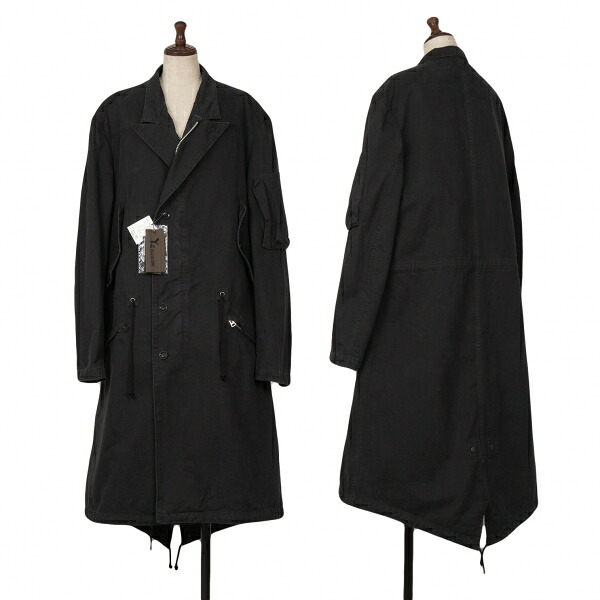 【中古】 ワイズ バングオン!Y\'s BANG ON! No.188 ピグメントコットンピークドラペルミリタリーコート 黒2【レディース】|PLAYFUL