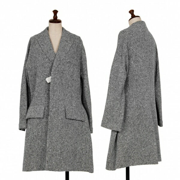 【中古】 コムデ給仕COMME des GARCONS ホームスパンツィード2度合い厚地の外套 モノクロームS【レディース】